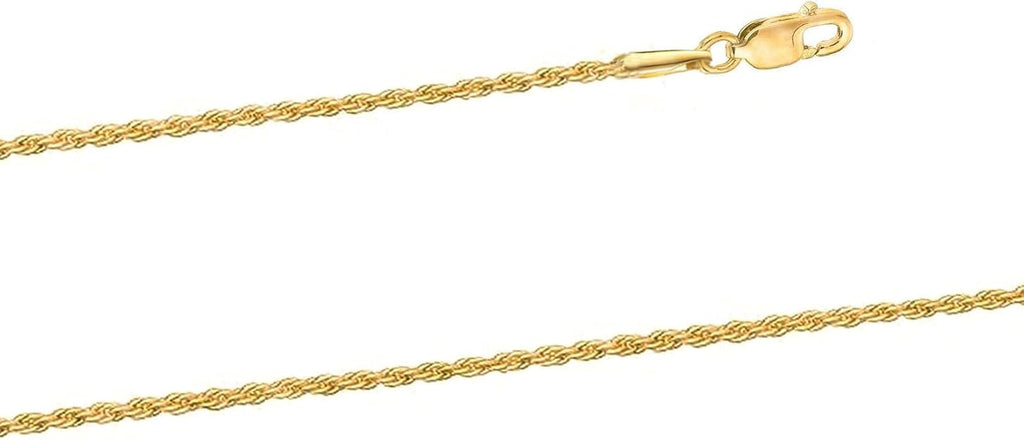 14k Yellow Gold Solid Rope Chain Necklace for Women and Men Jewelry with Lobster Clasp